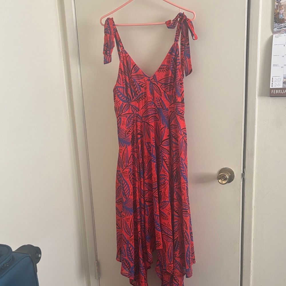 Alexis Asymmetrical Dress in Red and Blue